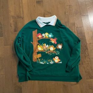 vintage green polo sweater